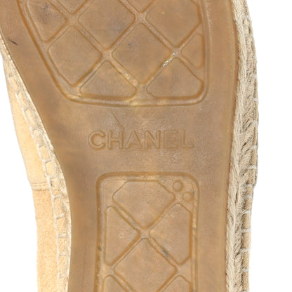 Chanel Suede Pearl CC Espadrilles 38 Beige Black 7 of 9