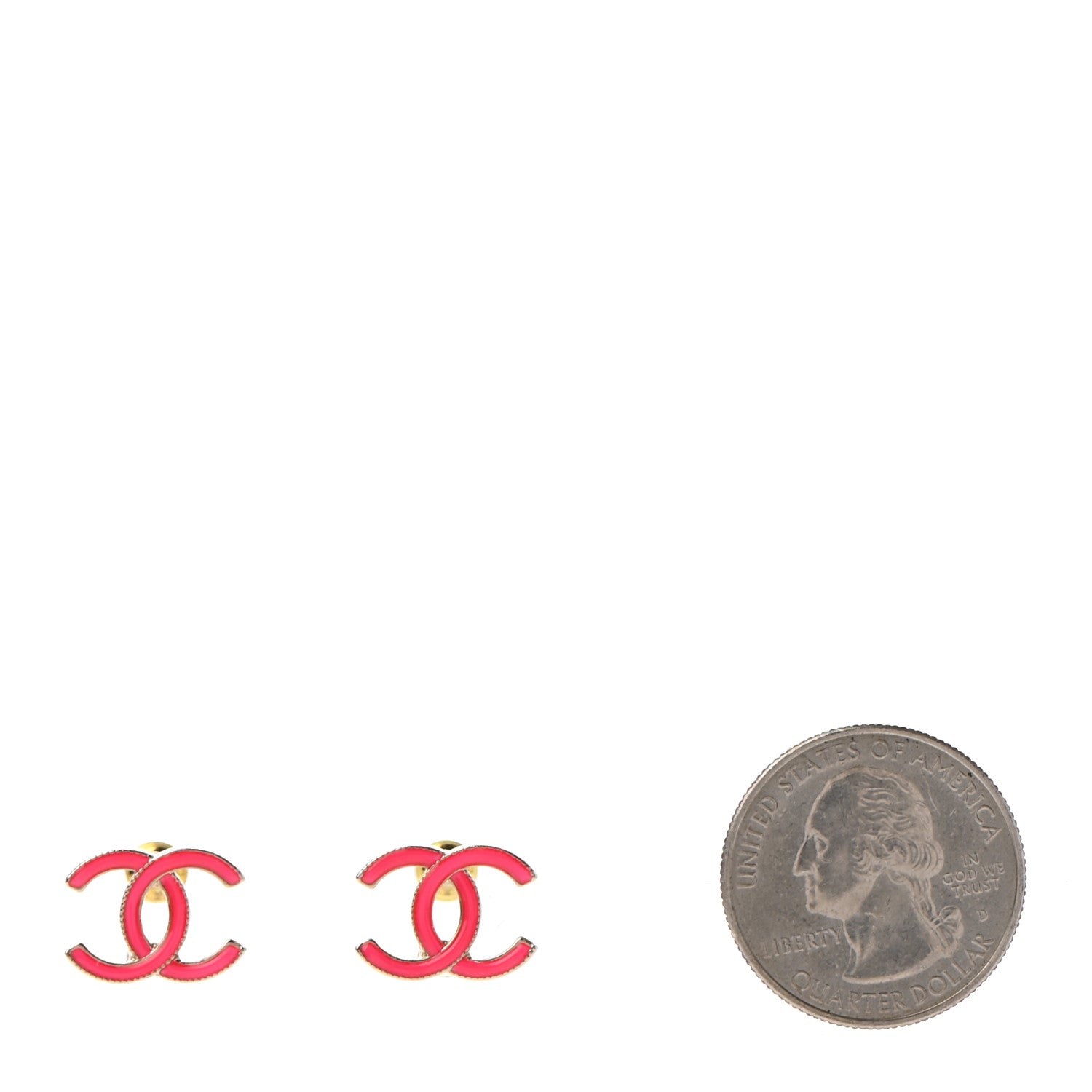 Chanel Enamel CC Earrings Pink Gold 2 of 4