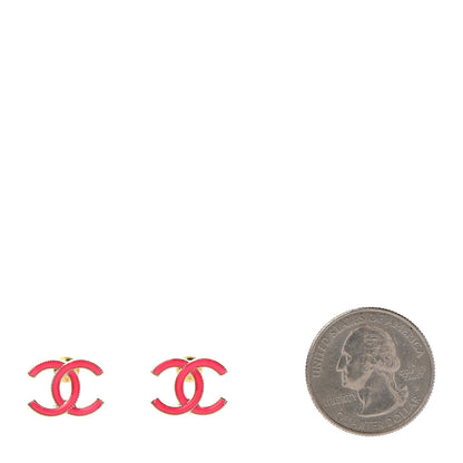 Chanel Enamel CC Earrings Pink Gold 2 of 4