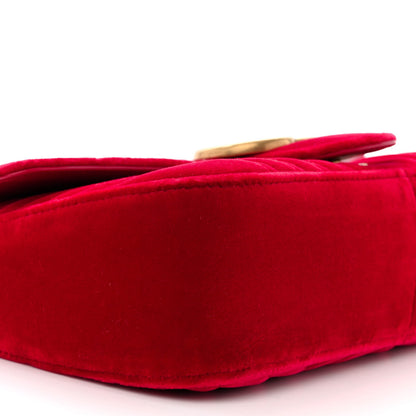 Gucci Velvet Matelasse Small GG Marmont Shoulder Bag Hibiscus Red 9 of 12