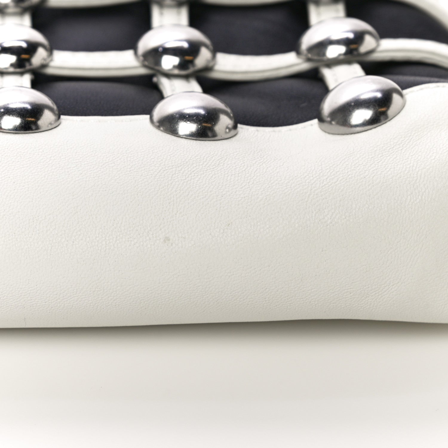 Alexander Wang Calfskin Dome Stud Cage Shopper Tote White Black 10 of 10