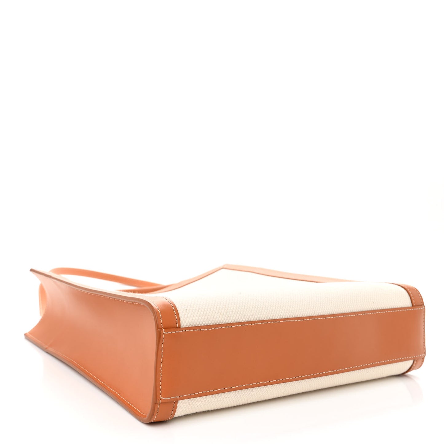 Canvas Calfskin Logo Print Small Vertical Cabas Natural Tan