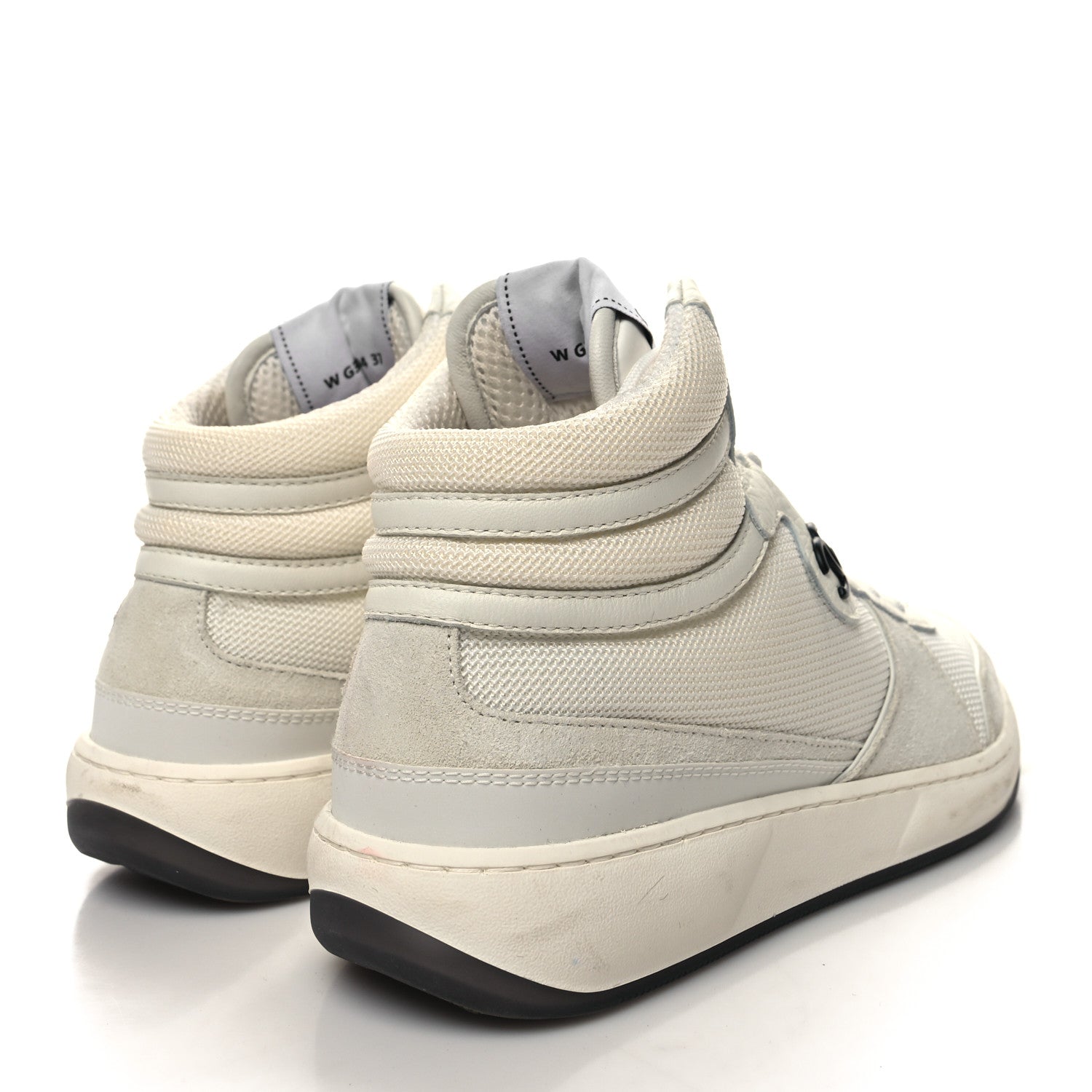Chanel Suede Fabric Grained Calfskin Womens CC High Top Sneakers 37 White 4 of 10