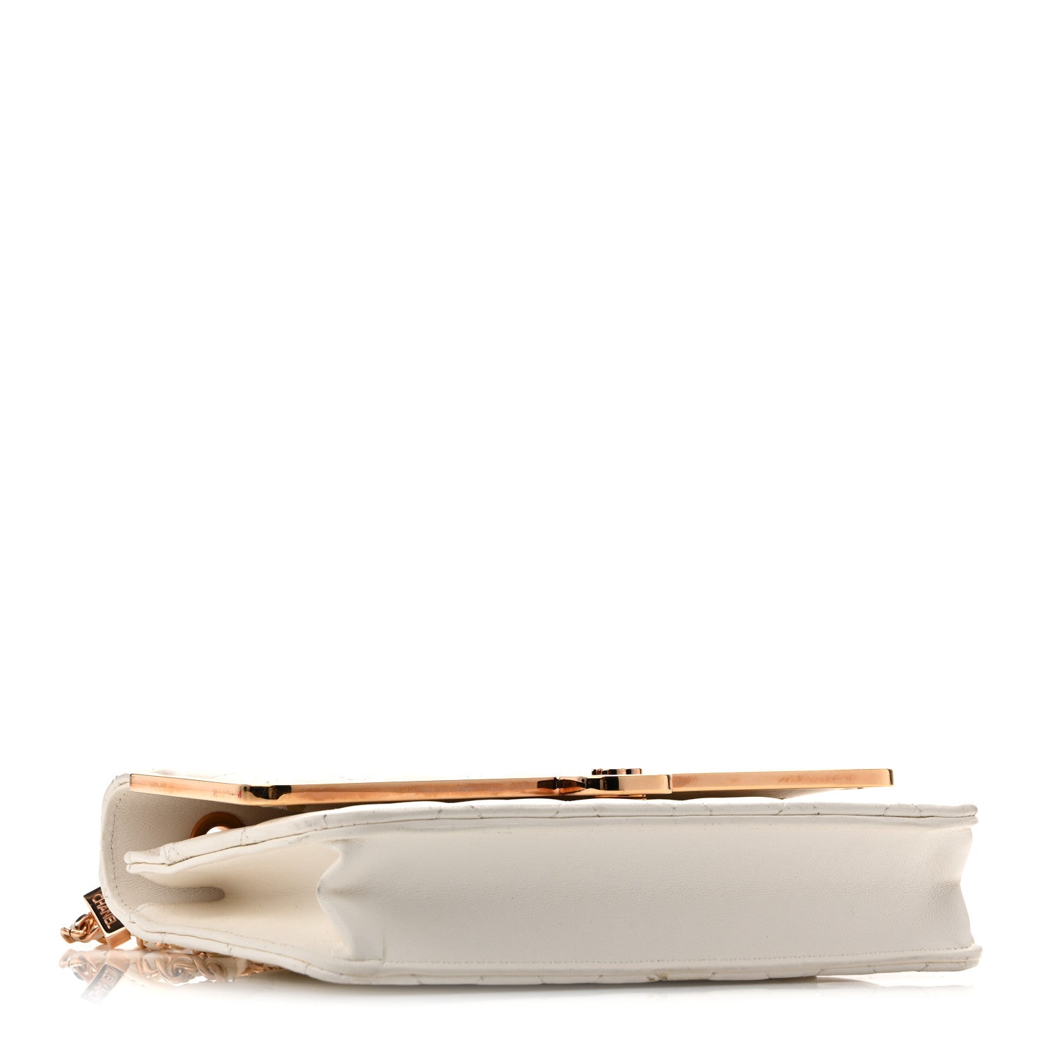 Chanel Lambskin Quilted Frame Wallet On Chain WOC White 4 of 18