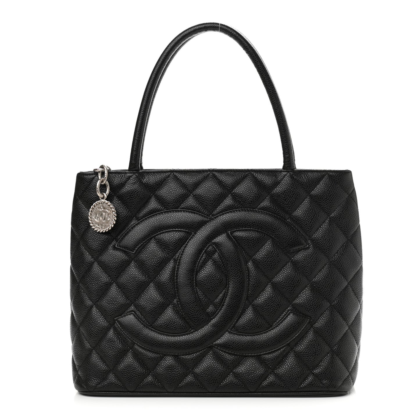 Caviar Quilted Medallion Tote Black