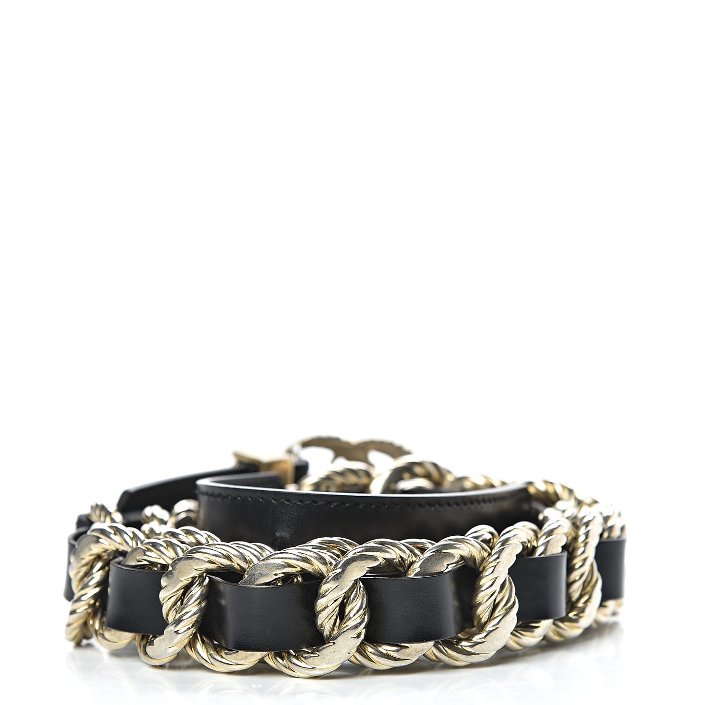 Calfskin Torchon Double G Chain 25mm Belt 80 32 Black