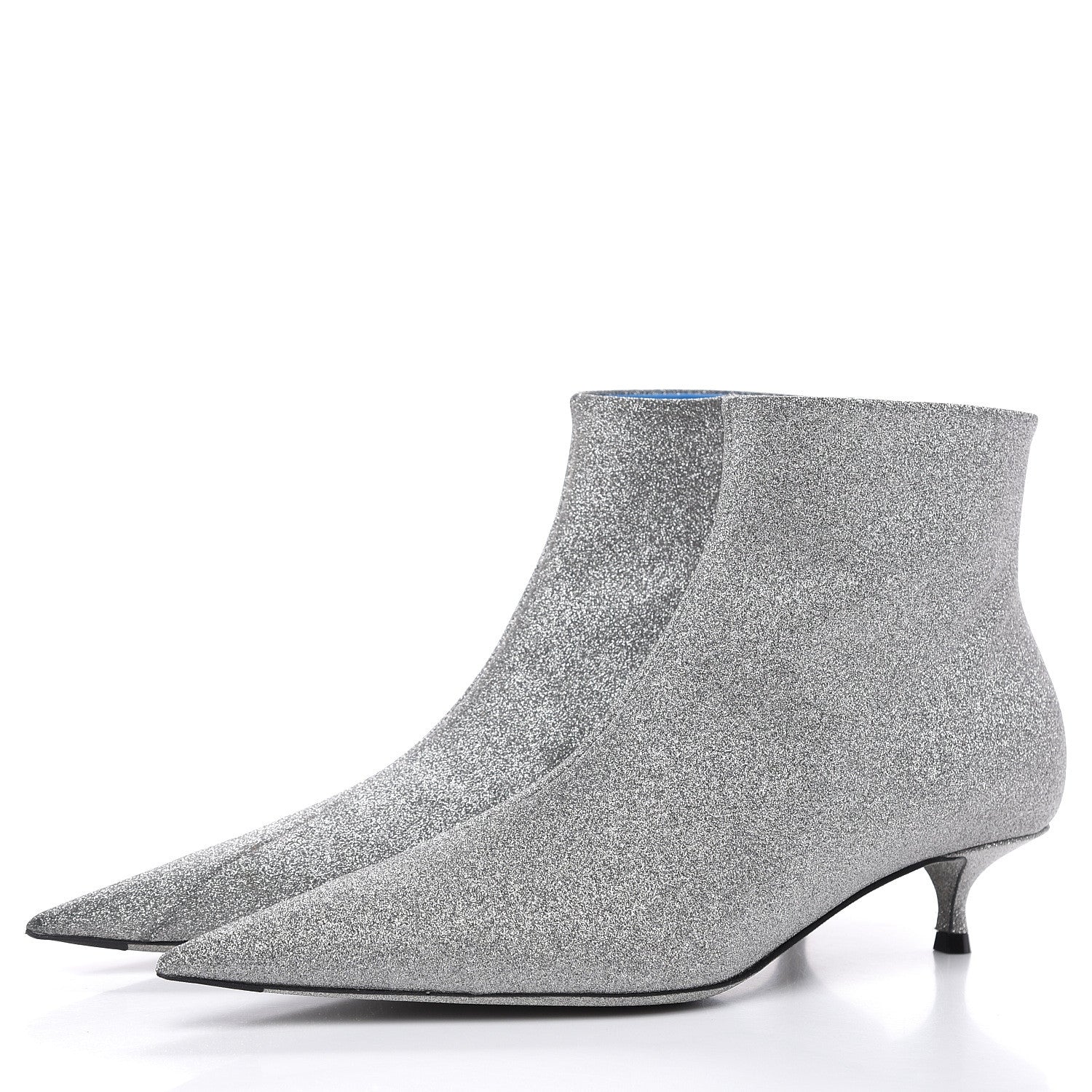 Balenciaga Calfskin Glitter Short 40mm Extreme Pointed Toe Knife Booties 36 Silver Hardware 3 of 12