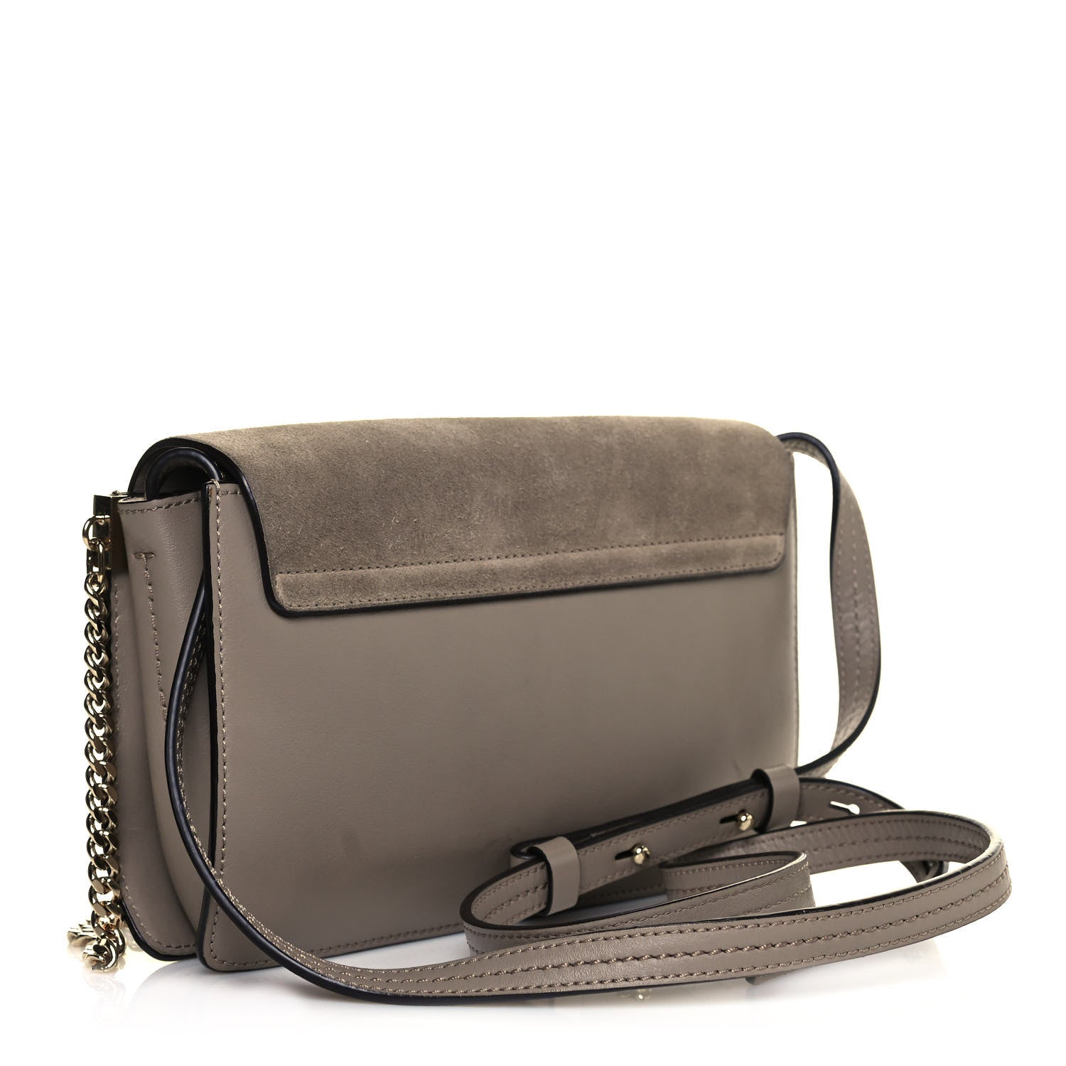 Chloe Suede Calfskin Small Faye Shoulder Bag Motty Grey 3 of 10
