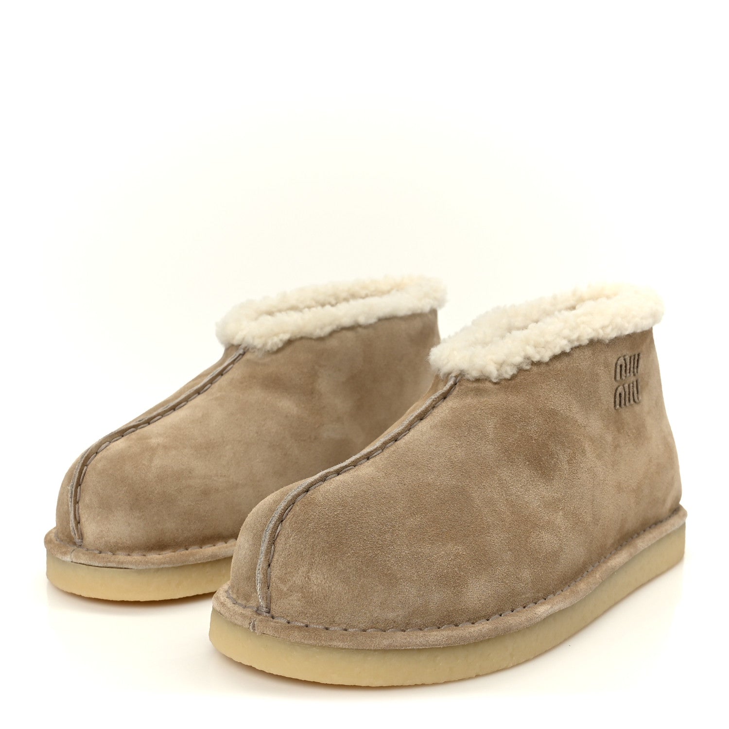 Miu Miu Shearling Suede Ankle Boots 40 Deserto 4 of 10