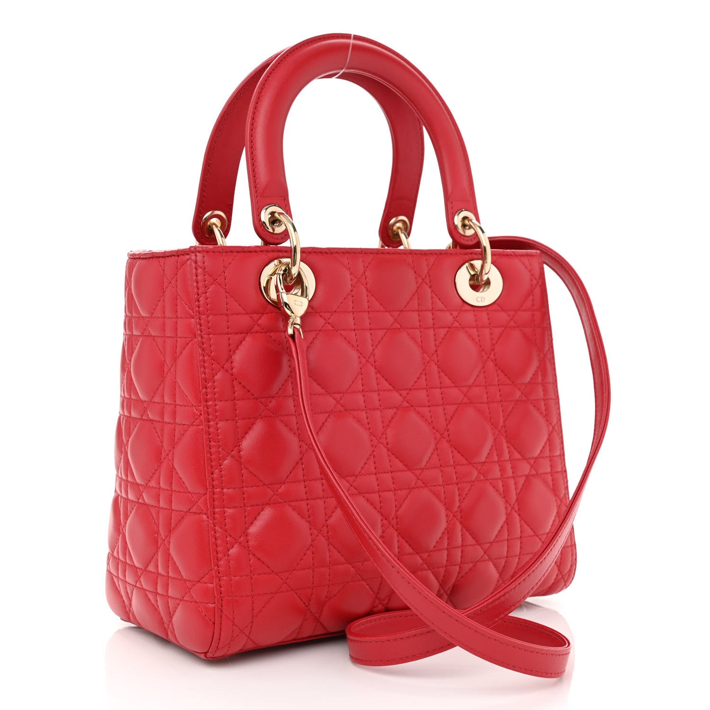 Lambskin Cannage Medium Lady Dior Red