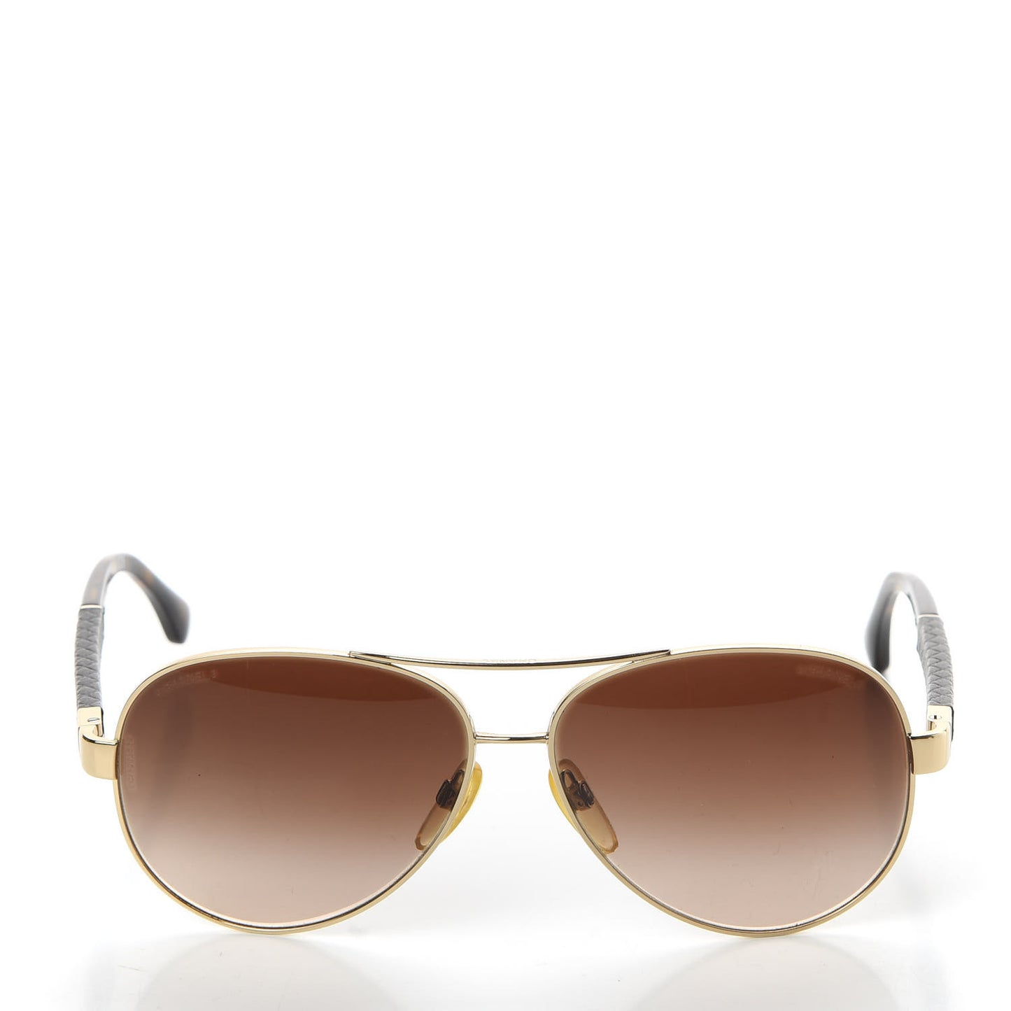 Lambskin Quilted CC Aviator Sunglasses 4195-Q Brown Gold