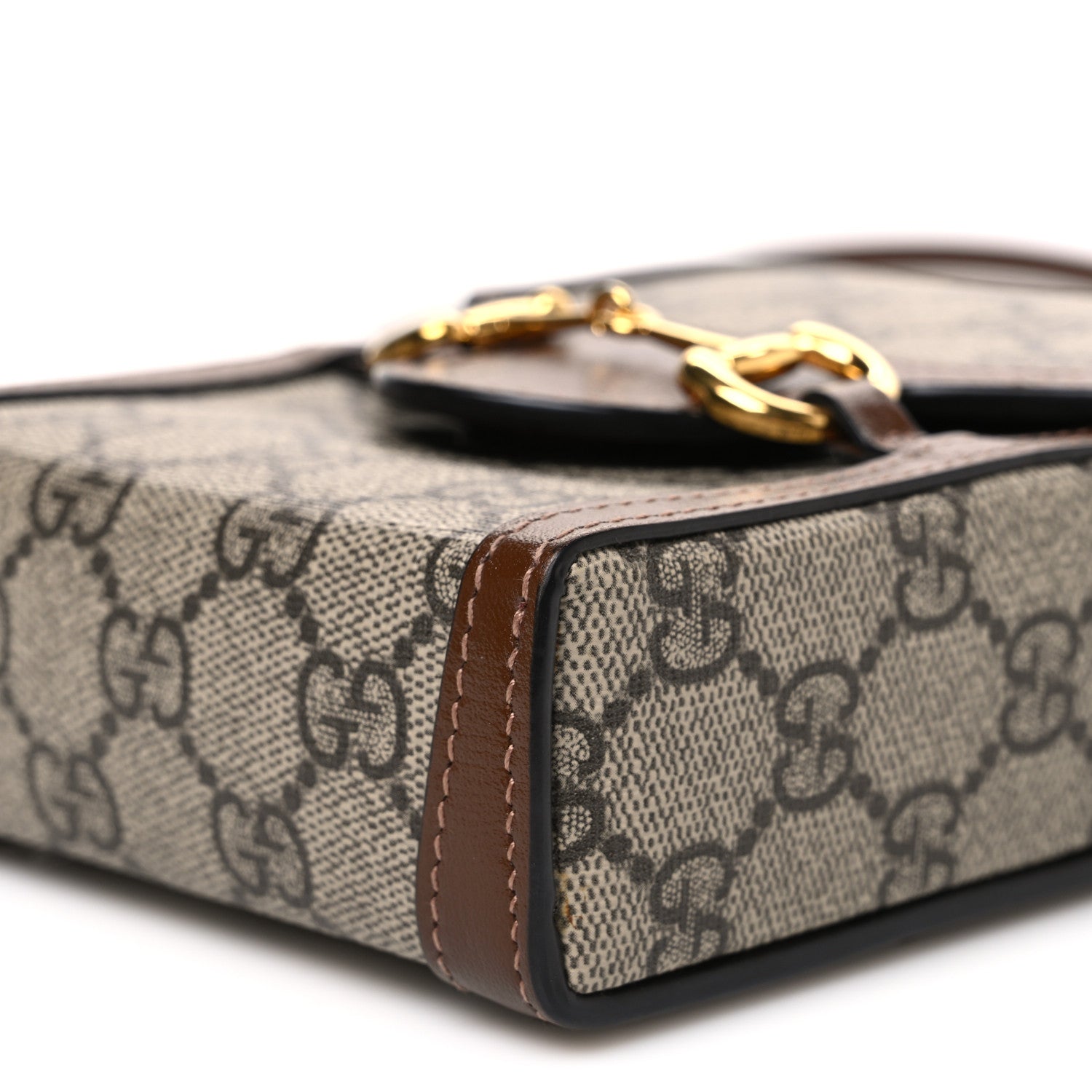 Gucci GG Supreme Monogram Mini Horsebit 1955 Crossbody Bag Beige Brown Sugar 9 of 10