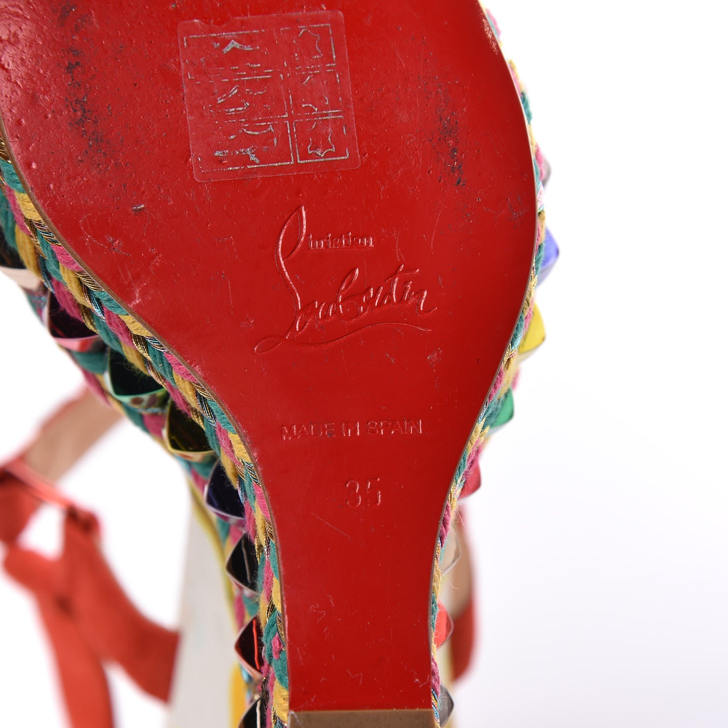 Christian Louboutin Lambskin Suede Cubana Cataclou 140 Wedge Sandals 35 Poppy 8 of 12