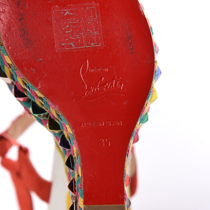 Christian Louboutin Lambskin Suede Cubana Cataclou 140 Wedge Sandals 35 Poppy 8 of 12