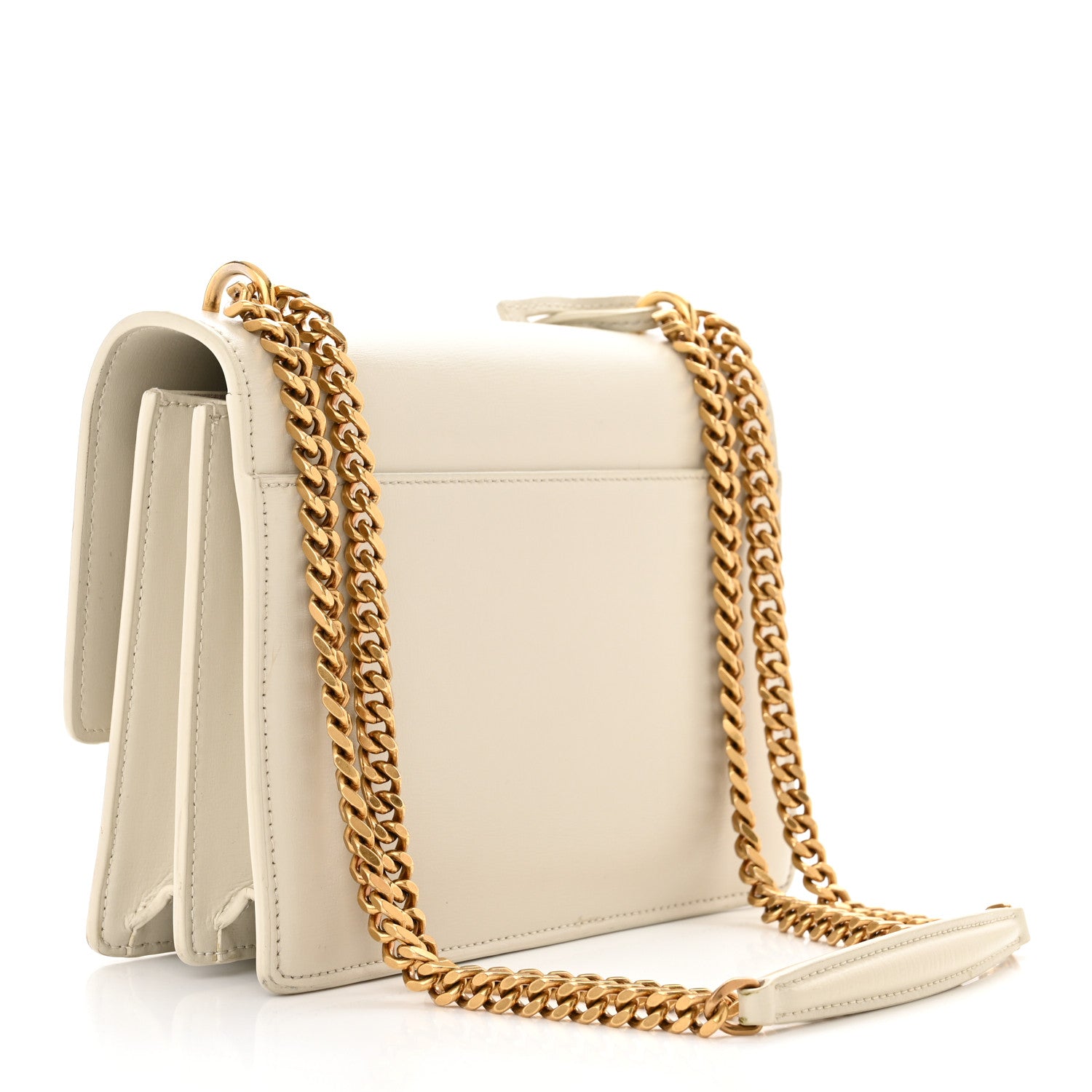 Saint Laurent Smooth Calfskin Medium Monogram Sunset Satchel Blanc Vintage 3 of 15