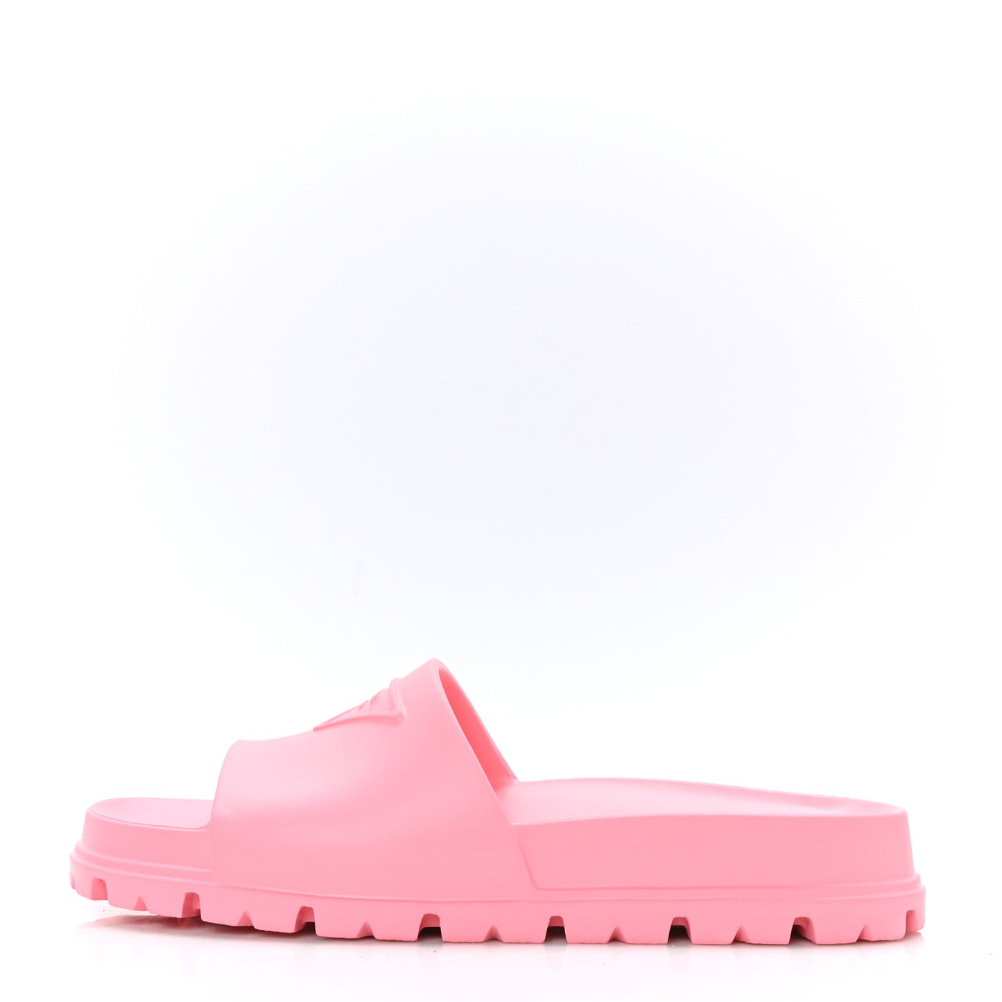 EVA Rubber Triangle Logo Embossed Womens Lug Sole 20mm Slide Sandals 38 Begonia
