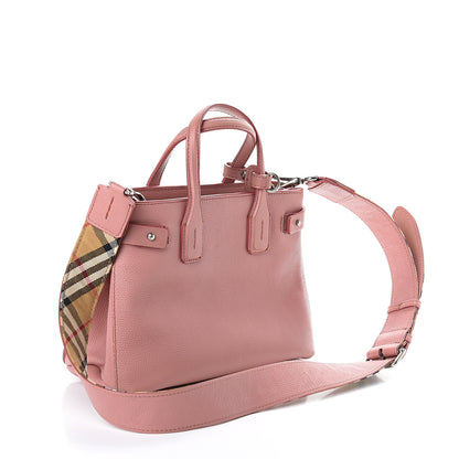 Burberry Grainy Calfskin House Check Small Banner Tote Dusty Rose 2 of 7