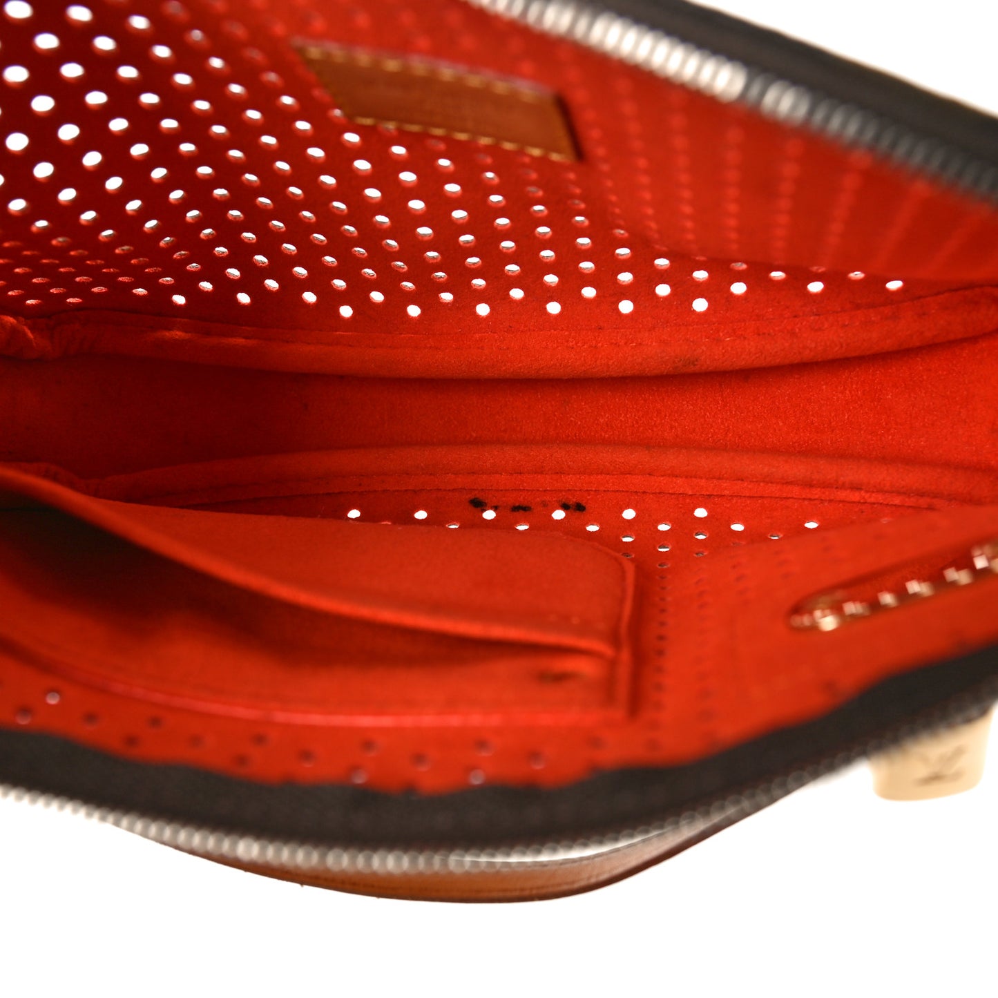 Monogram Perforated Pochette Accessories Bag Orange