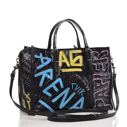 Balenciaga Agneau Graffiti Papier A6 Zip Around Tote Black 3 of 6