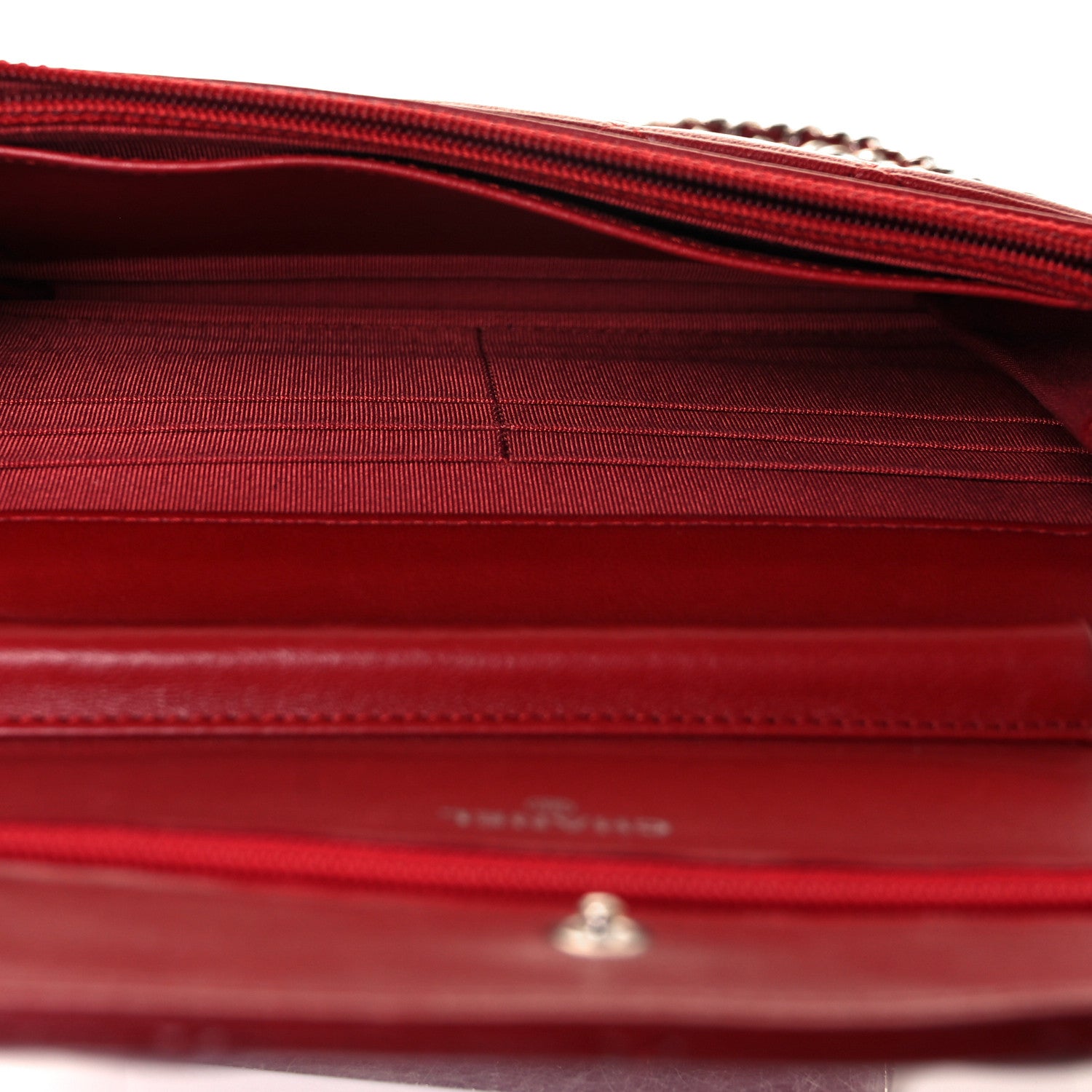 Chanel Lambskin Quilted Wallet On Chain WOC Red 13 of 28