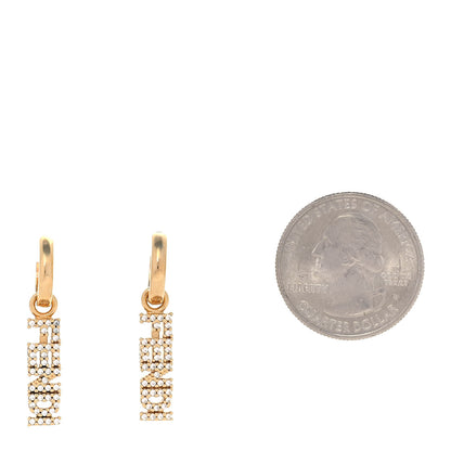Fendi Metal Zircon Signature Logo Earrings Gold 2 of 6