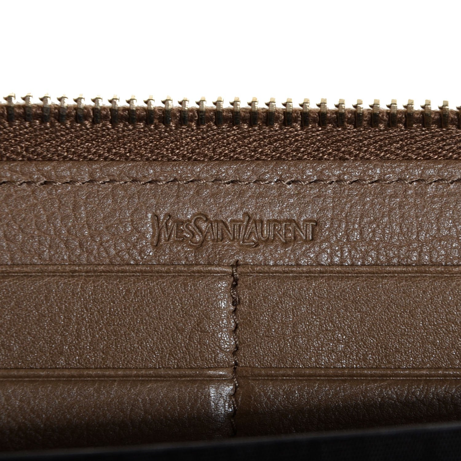 Saint Laurent Calfskin Muse Zip Around Wallet Dark Beige 6 of 9