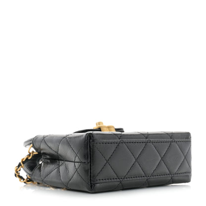 Chanel Shiny Aged Calfskin Quilted Mini Nano Kelly Shopper Black 4 of 11