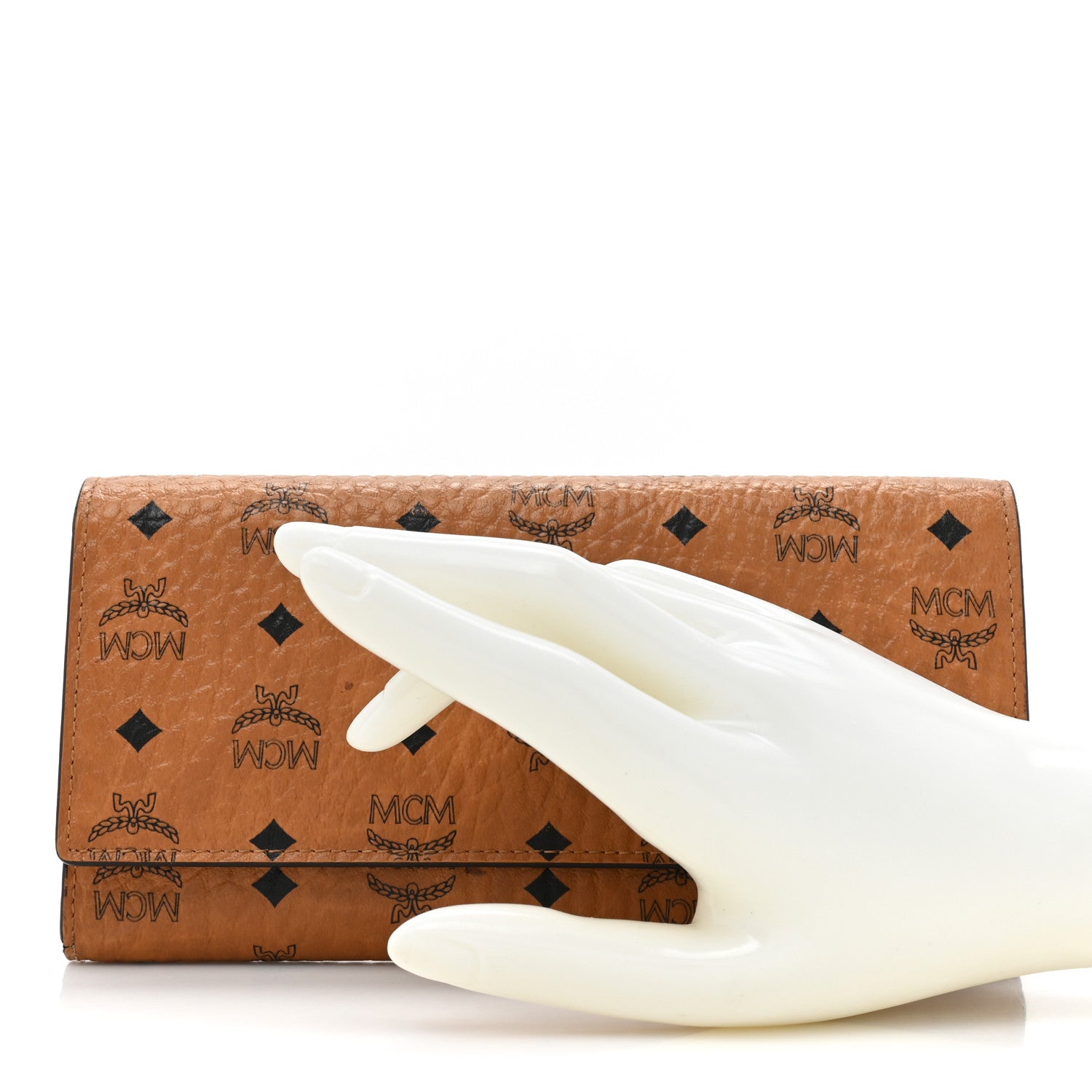 MCM Visetos Large Trifold Flap Wallet Cognac 2 of 17