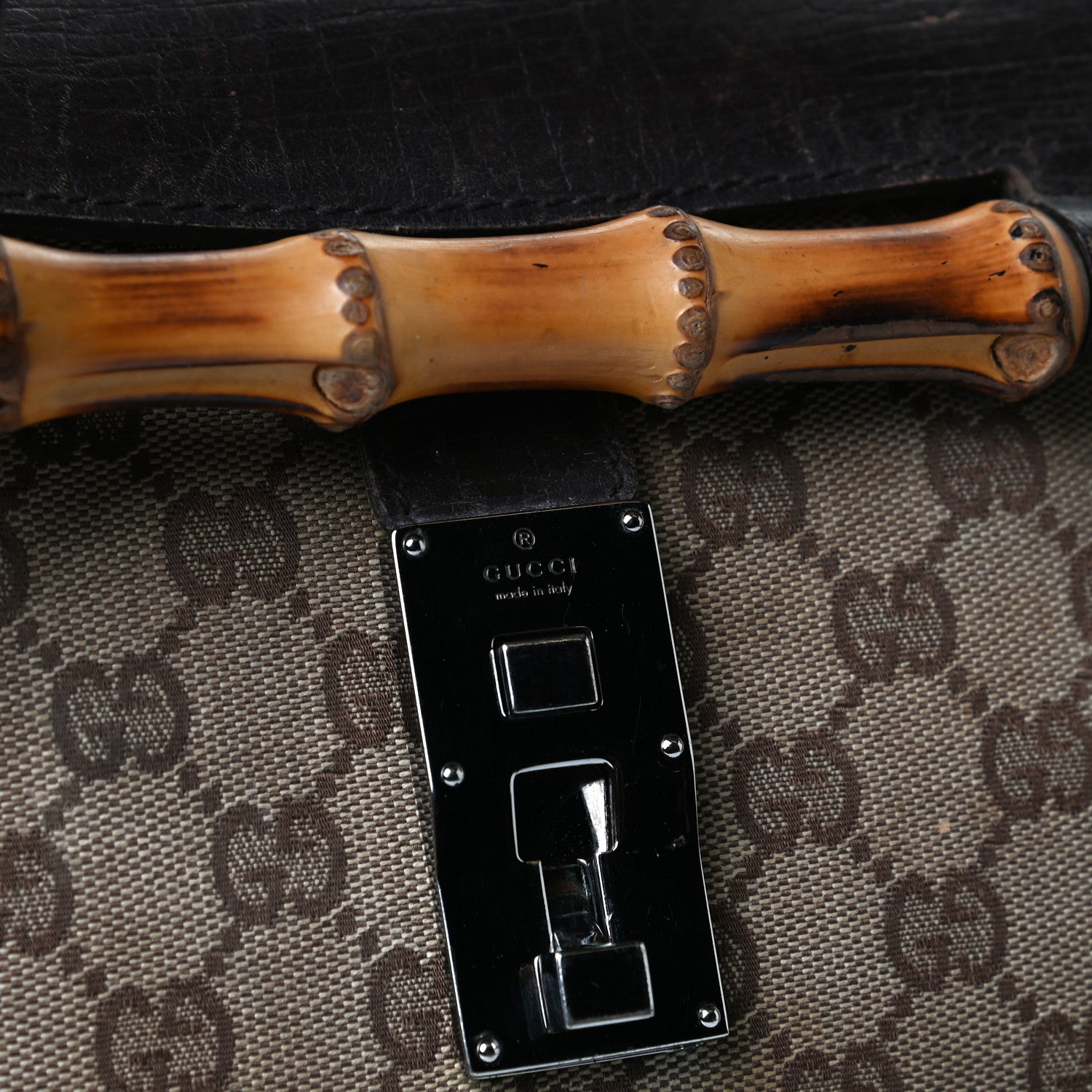 Gucci Monogram Small Bamboo Bullet Bag Dark Brown 13 of 15