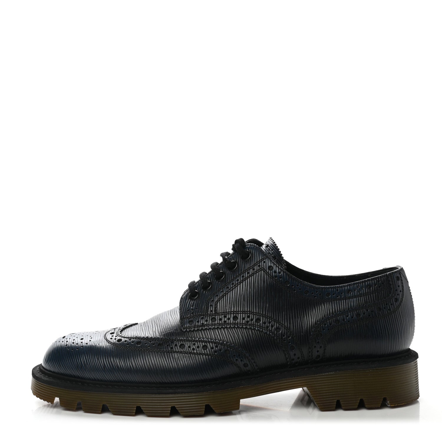 Louis Vuitton Epi Mens Voltaire Derby Shoes 7 Black Blue 1 of 8