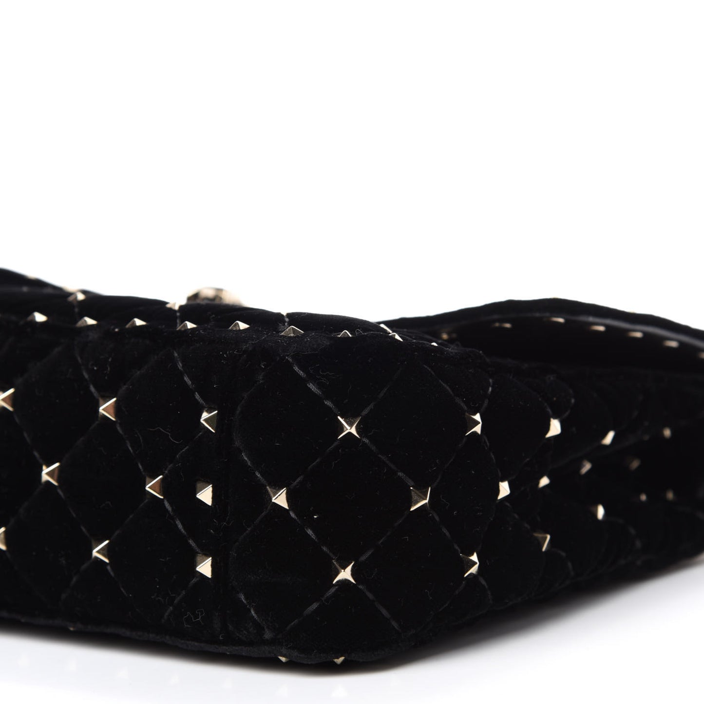 Velvet Medium Rockstud Spike Shoulder Bag Black