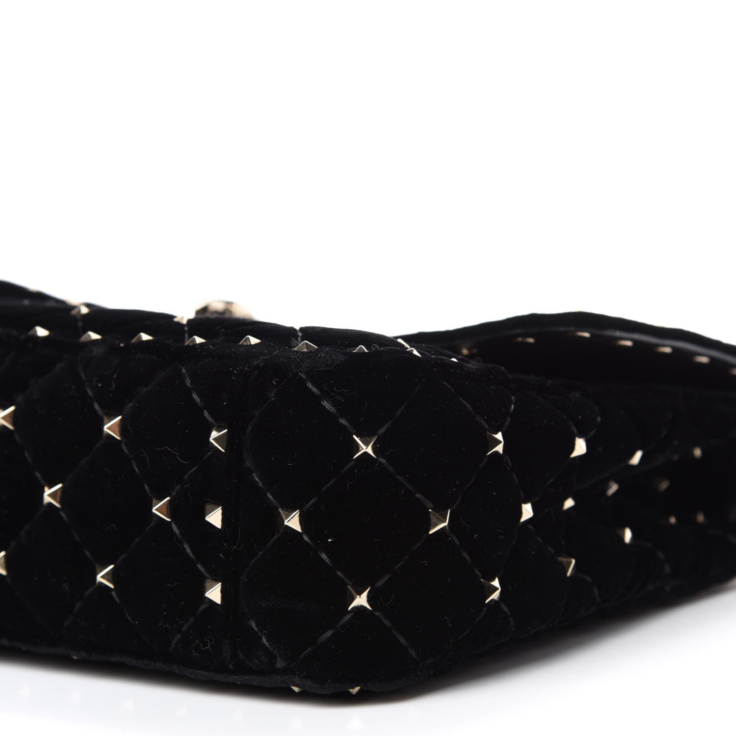 Valentino Garavani Velvet Medium Rockstud Spike Shoulder Bag Black 7 of 9