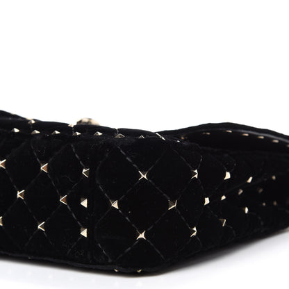 Valentino Garavani Velvet Medium Rockstud Spike Shoulder Bag Black 7 of 9