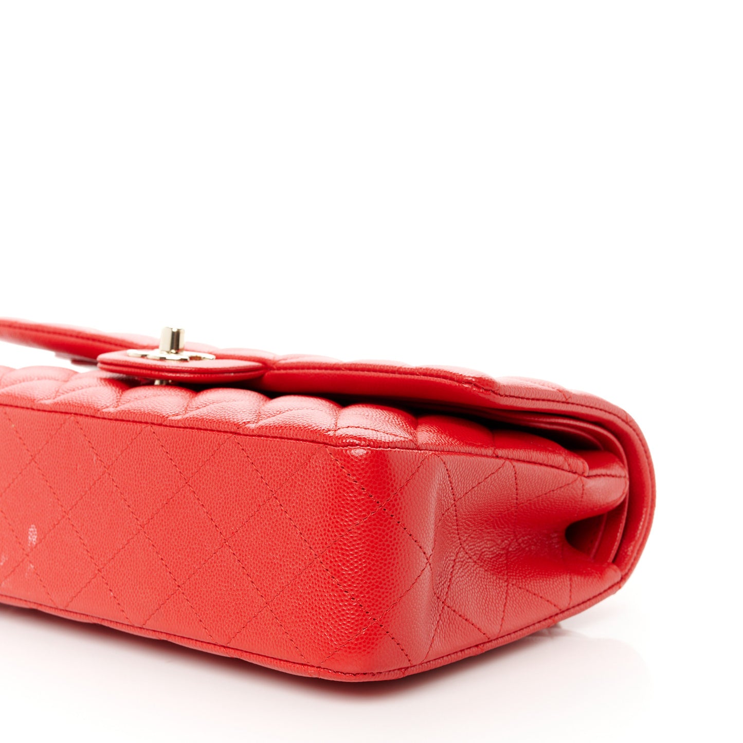 Caviar Quilted Medium Double Flap Red