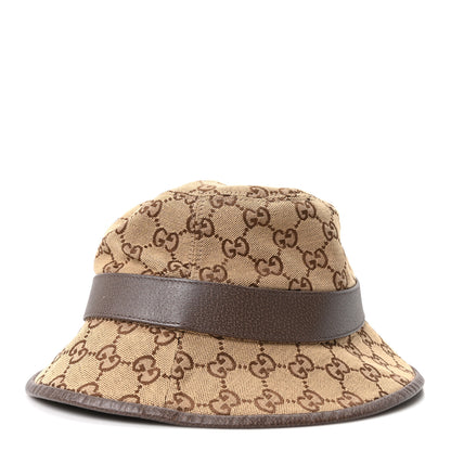 Gucci Monogram Textured Dollar Calfskin GG Jago Bucket Hat S Cacao Beige 6 of 10