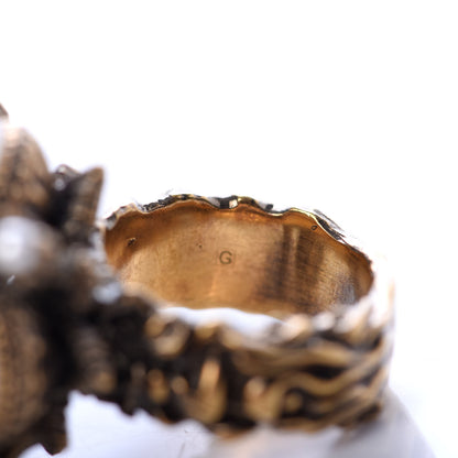 Gucci Metal Pearl Ring 5.25 Aged Gold 5 of 7