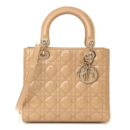 Christian Dior Patent Cannage Medium Lady Dior Beige 1 of 10