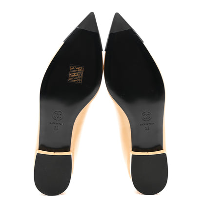 Chanel Lambskin Grosgrain Pointed Toe CC Ballet Flats 39 Beige Black 5 of 9