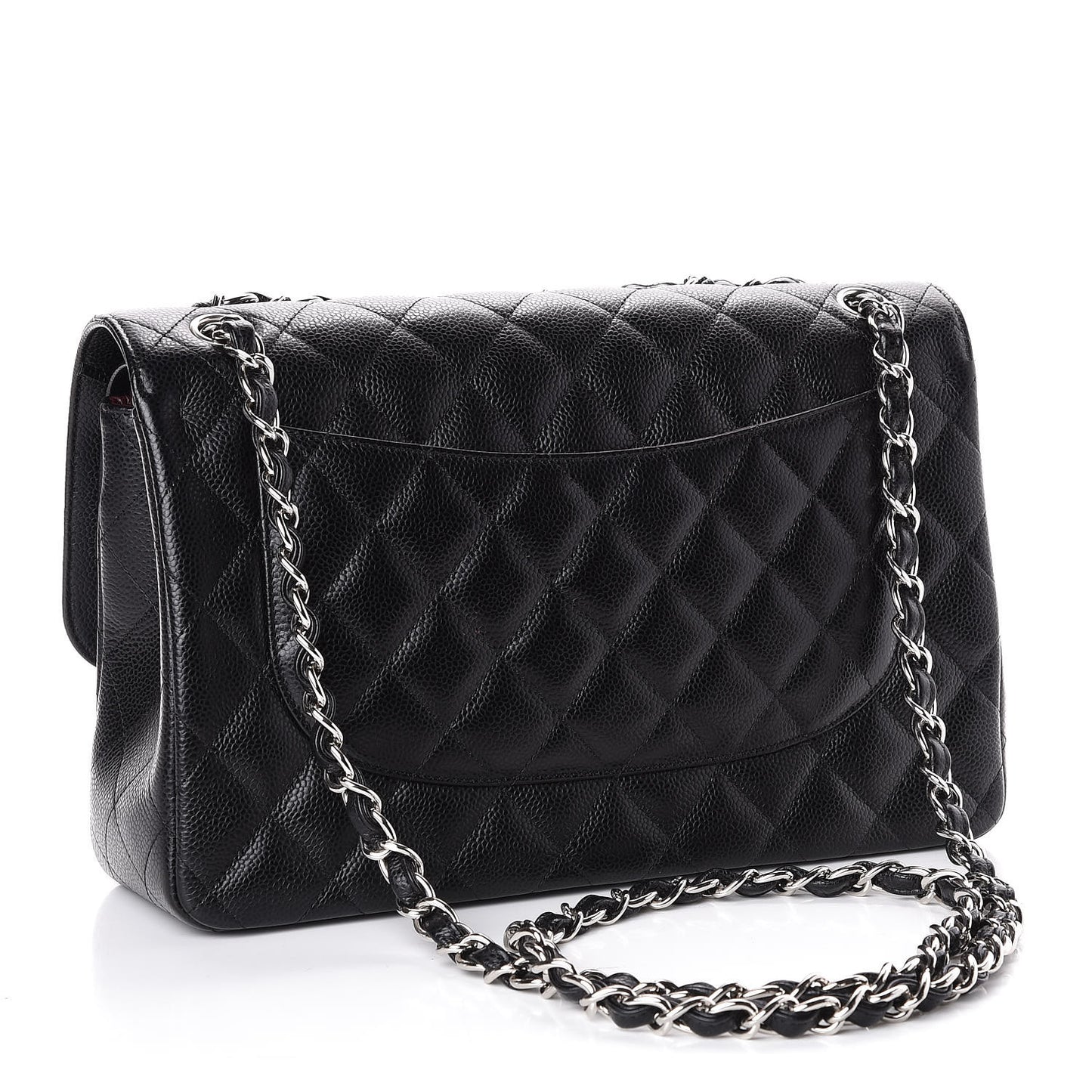 Caviar Quilted Jumbo Double Flap Black
