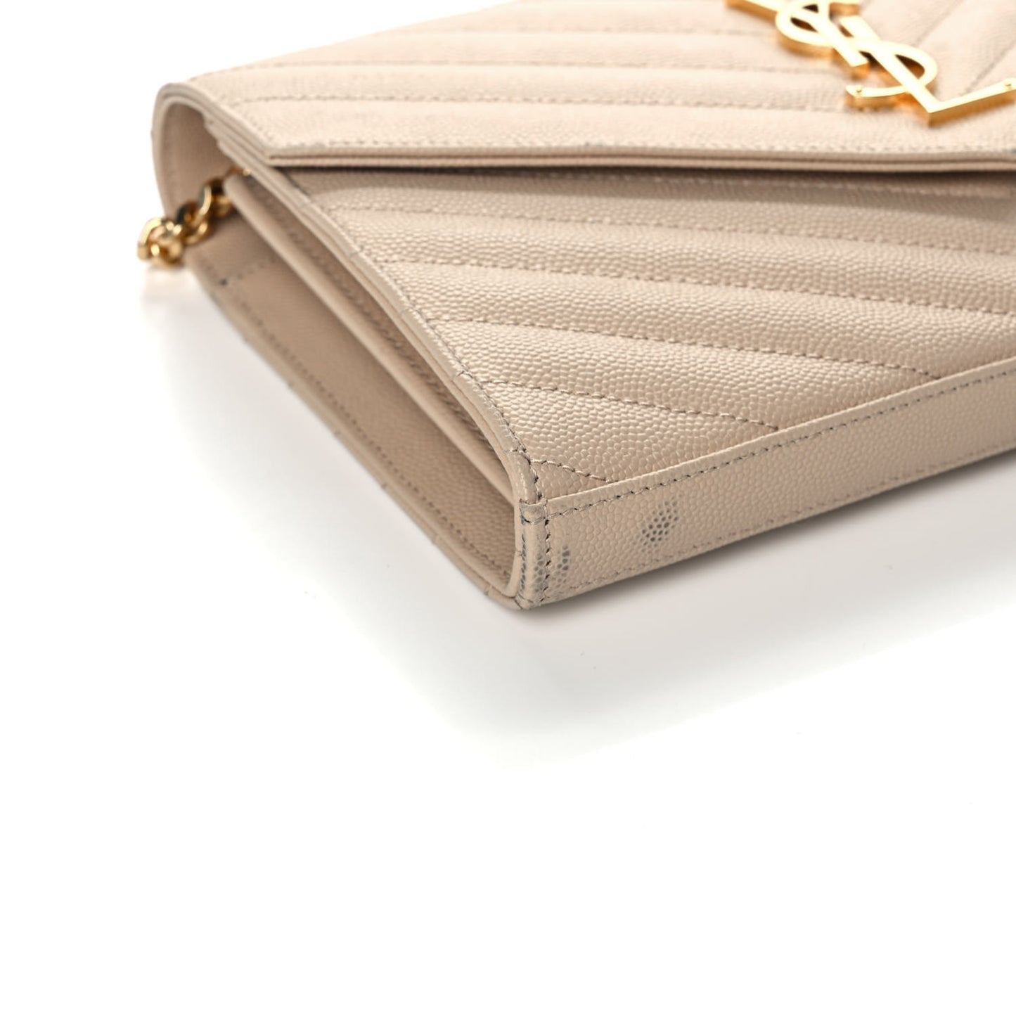 Grain De Poudre Matelasse Chevron Monogram Chain Wallet Nude Powder
