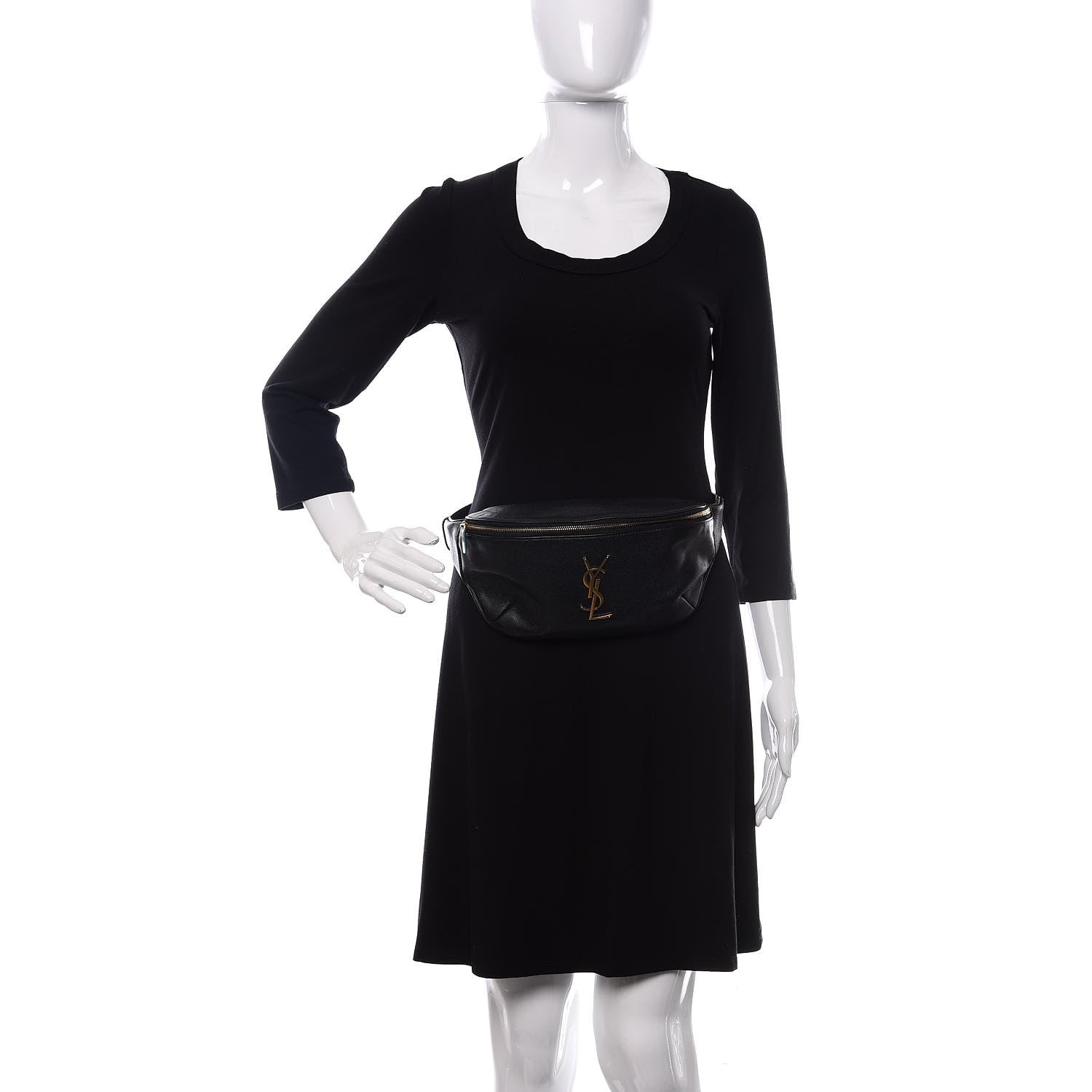 Saint Laurent Grain De Poudre Monogram Belt Bag Black 2 of 9