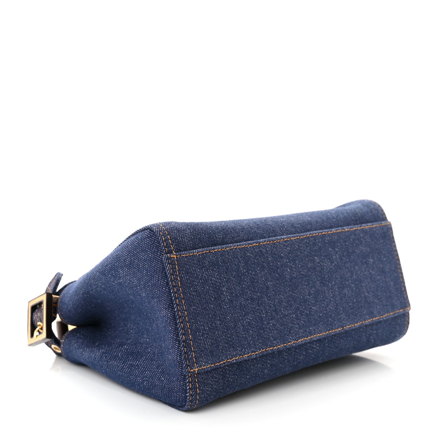 Denim Fabric Jacquard Cuoio FF 1974 Mini Peekaboo Iconic Satchel Blue Tobacco Moro