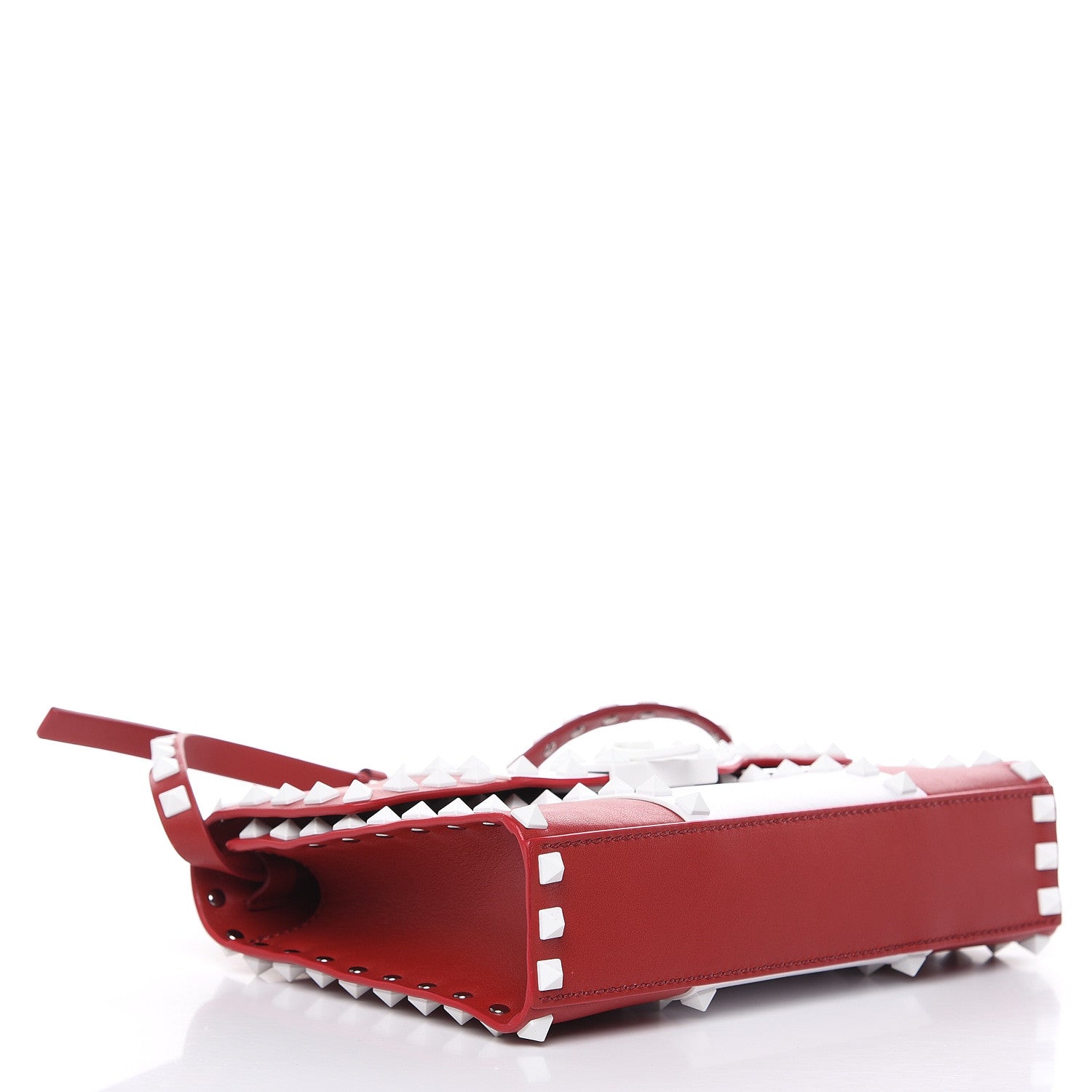 Valentino Garavani Vitello Colorblock Medium Free Rockstud Flip Lock Crossbody Bag Rosso Valentino Optic White 4 of 9