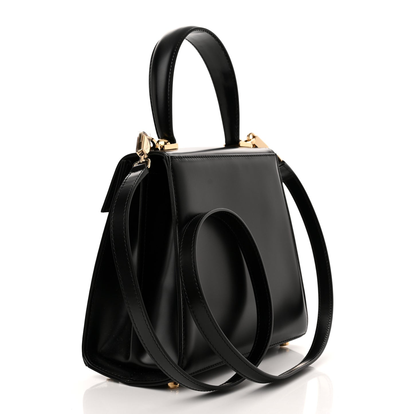 Brushed Off Calfskin Iconic Top Handle Bag Black