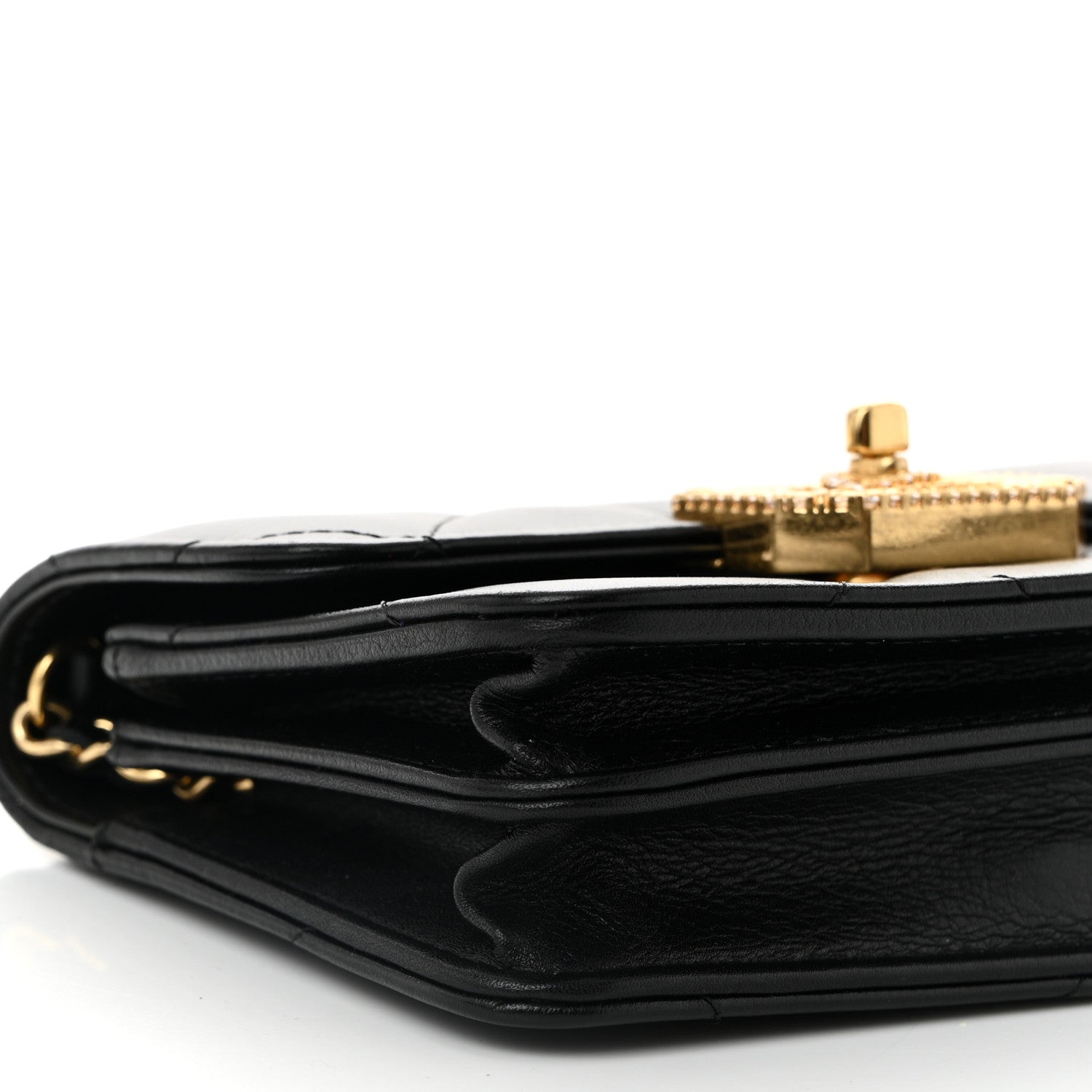 Chanel Calfskin Strass Quilted Clutch With Chain Flap Black 9 of 10