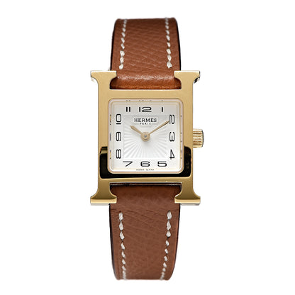 Hermes Stainless Steel Epsom 17.2mm Heure H Hour Quartz Watch Gold 1 of 7