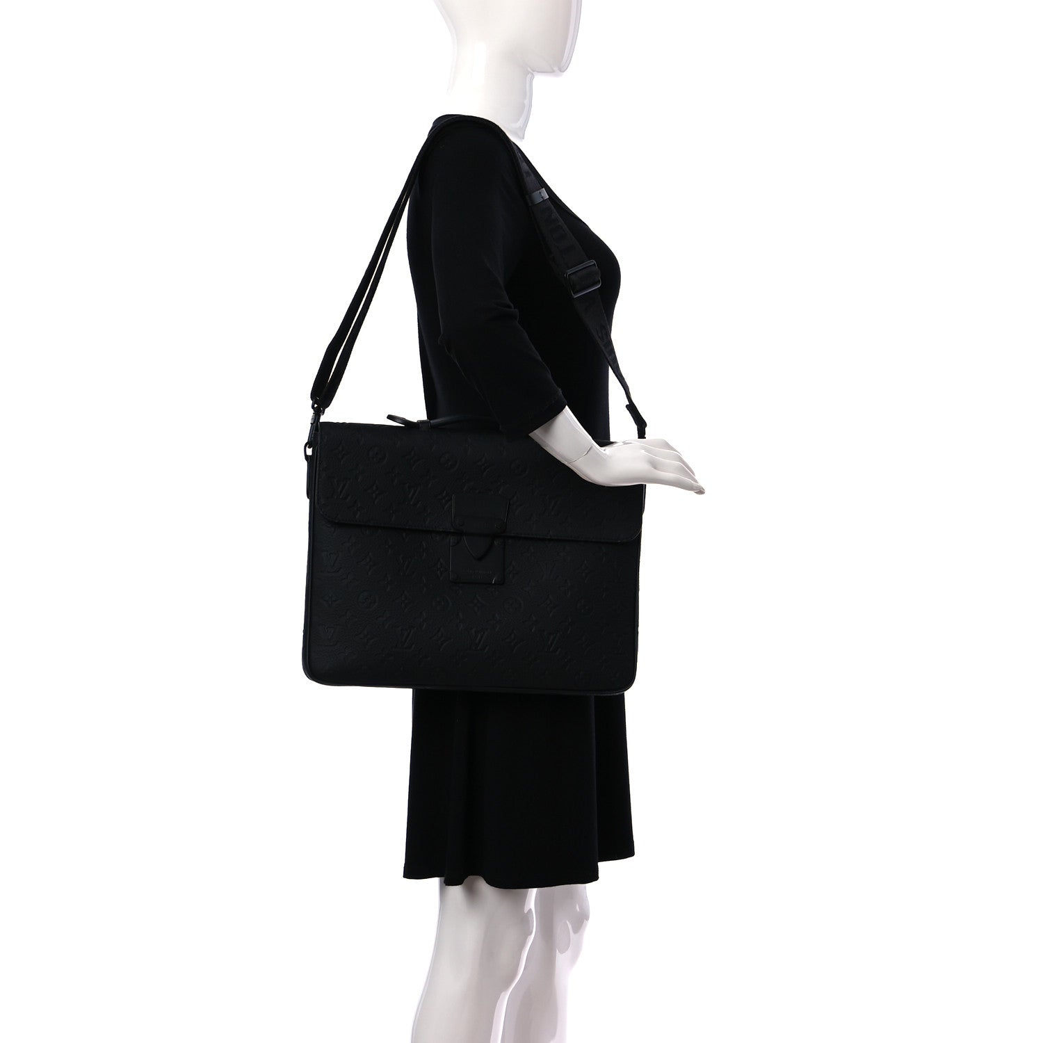 Louis Vuitton Taurillon Monogram S Lock Briefcase Black 2 of 10