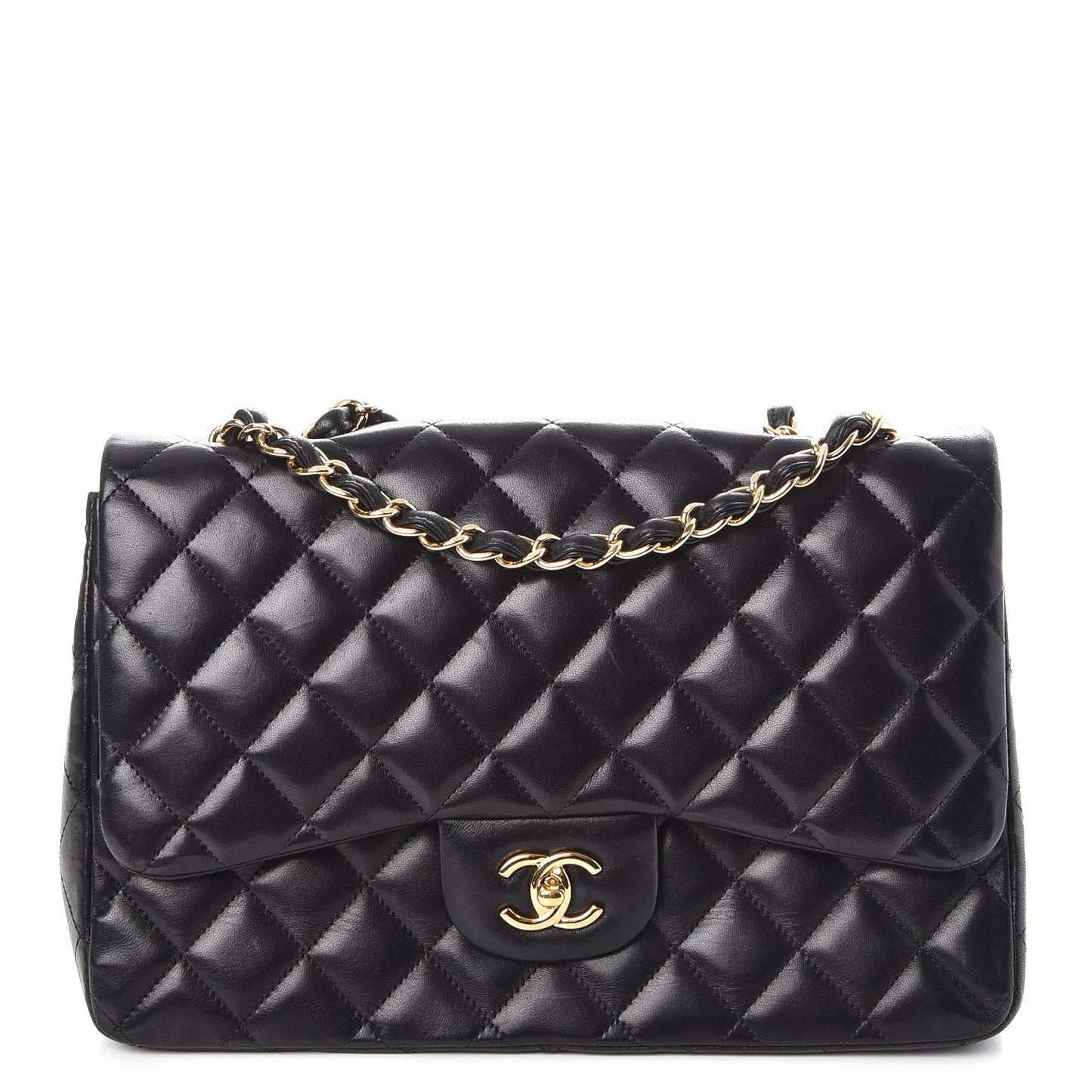 Lambskin Quilted Jumbo Single Flap Black