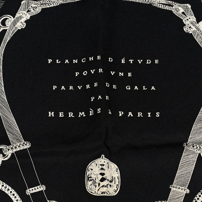Hermes Silk Etude Pour Une Parure De Gala Scarf 90 Black White 2 of 4