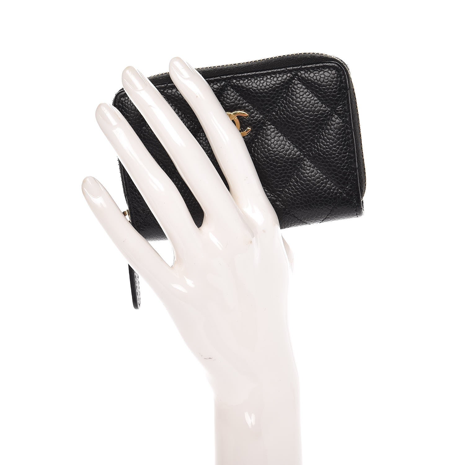 Chanel Caviar Quilted Zip Coin Purse Black 2 of 7